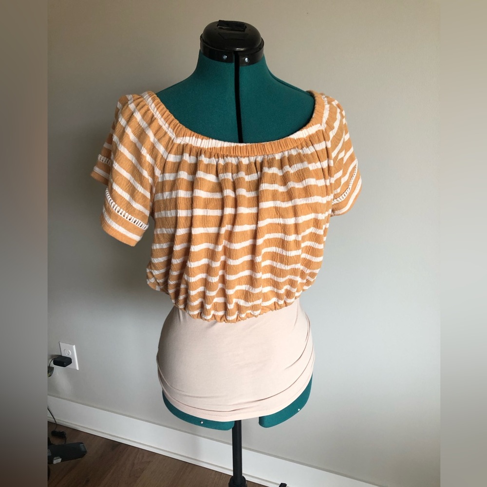 Maurices Upcycled Yellow Striped Crop Top